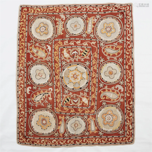 A Suzani Textile, Uzbekistan, Late 19th Century, 61.4 x 49.
