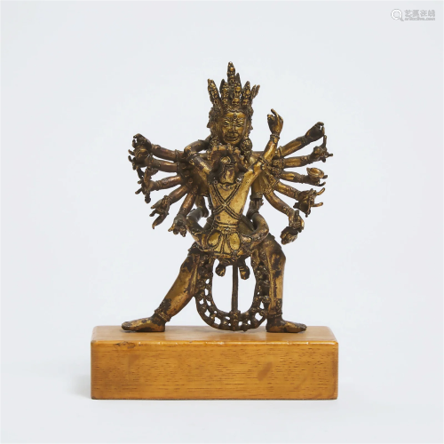 A Tibetan Gilt Bronze Figure of Chakrasamvara, 16th Century