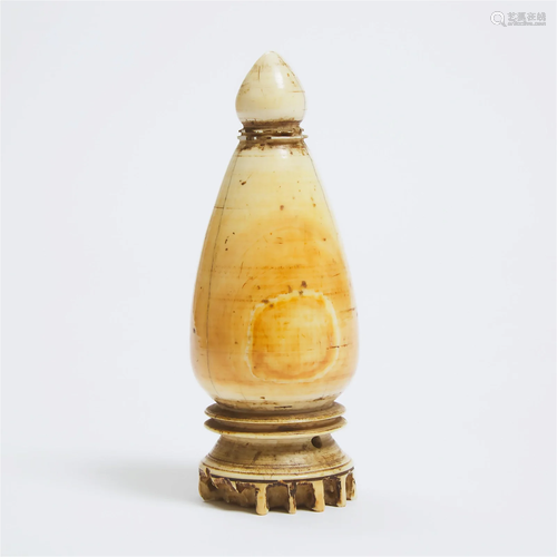 A Tibetan Ivory Stupa With Consecration, 18th Century or Ea