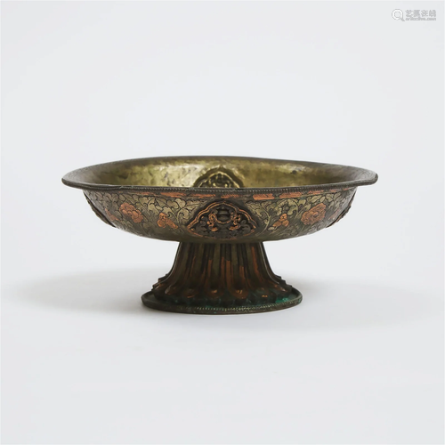 A Tibetan Copper Footed Dish, 11th Century or Later, 十一世纪...