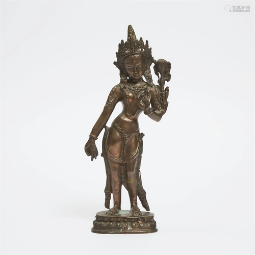 A Nepalese Bronze Figure of Tara, 20th Century, height 12.5