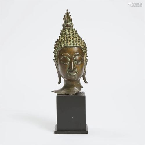 An Ayutthaya Style Bronze Head of Buddha, Laos/Thailand, 18