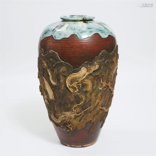 By Ishiguro Kuko, A Monumental Sumidagawa Ceramic 'Drag...