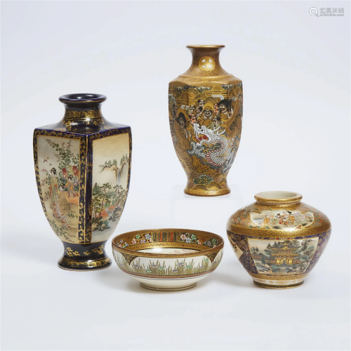 A Group of Four Satsuma Wares, Meiji Period (1868-1912), ta