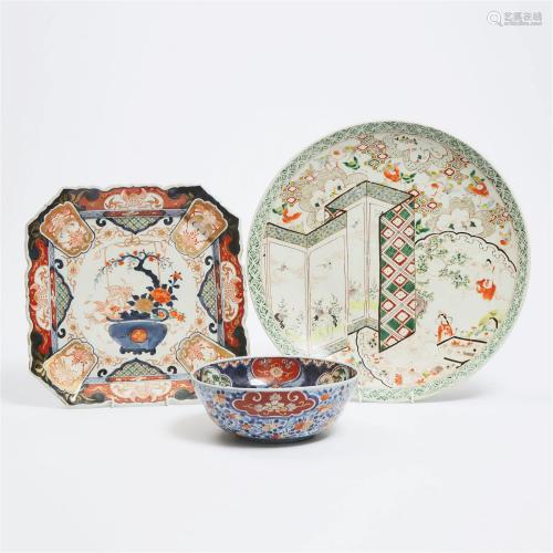 A Large Arita Charger, Together With Two Imari Wares, 18th/