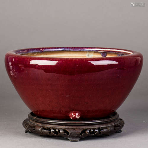 A CHINESE COPPER RED GLAZED WATERPOT