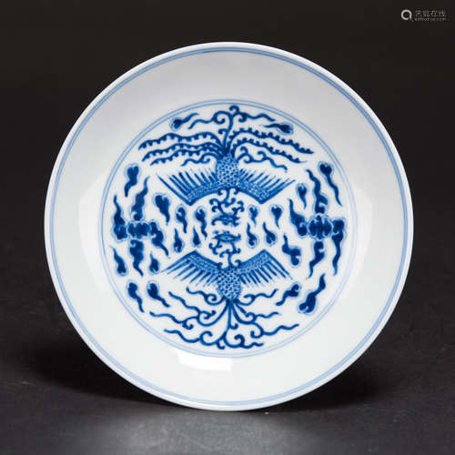 A CHINESE BLUE AND WHITE 'PHOENIX' DISH, XUANTONG MAR