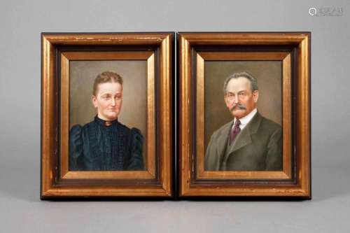 Böhmen Paar Porzellanplatten Portraitpendants