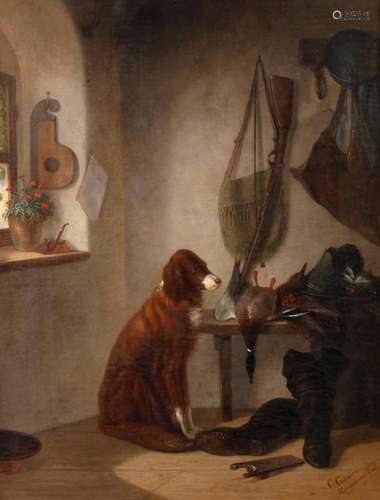 Carl Cäsar Cramer, Jagdstillleben mit Hund