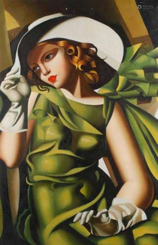 „Junges Mädchen in grün“ nach Tamara de Lempicka