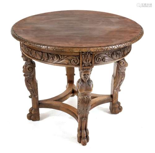 Decorative table c. 1900, solid oak
