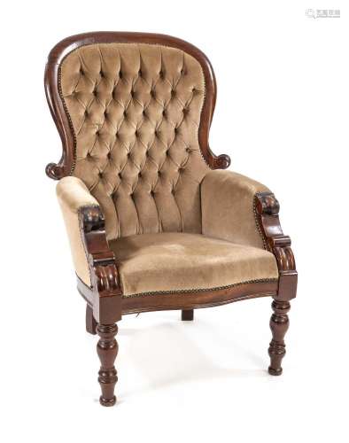 Armchair around 1880, solid mahogan