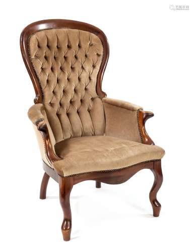 Armchair c. 1860, solid mahogany, c