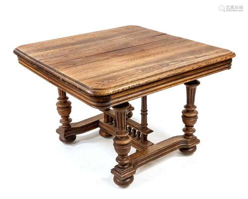 Dining table c. 1880, solid oak, tu