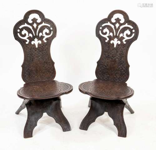 Pair of board chairs around 1900, b