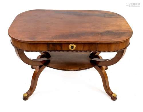 Biedermeier table, mahogany veneer,