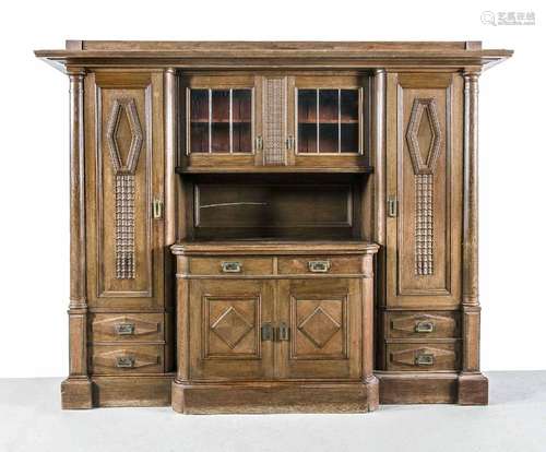 Buffet, solid oak and veneered, ins