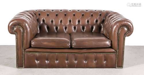 Leather sofa, after 1920, buttoned