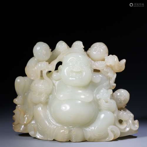 hetian jade laughing buddha ornament