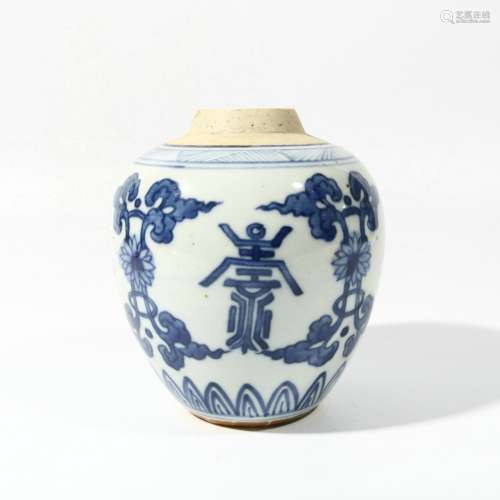 Blue and white longevity jar