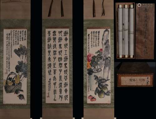 Wu Changshuo's three screens