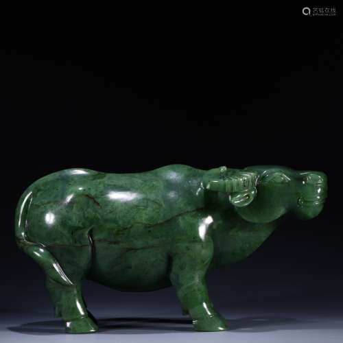 Hetian jade jasper cow ornament