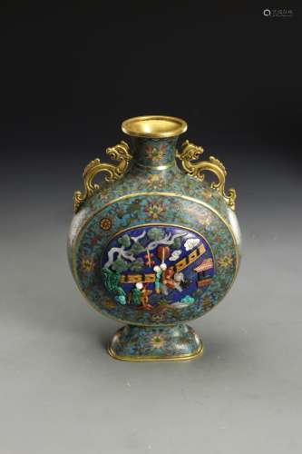 Cloisonné enamel open window inlaid with Babao baby play fig...