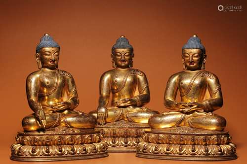 Gilt bronze seated statue of Buddha III