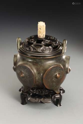 Ruyi pattern copper incense burner