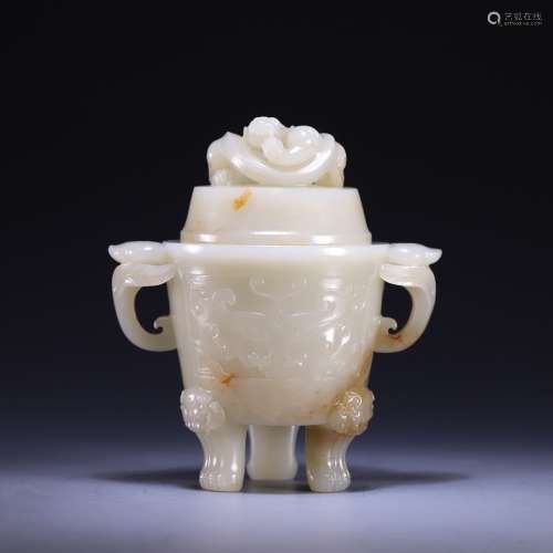 Hetian jade dragon pattern ruyi ear stove