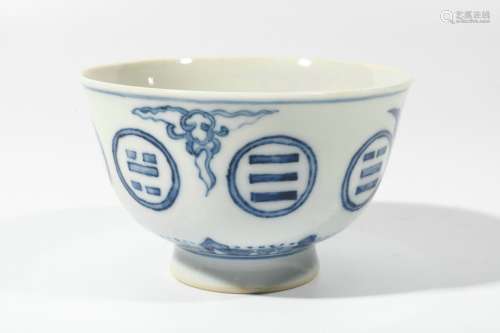 Blue and white gossip cup