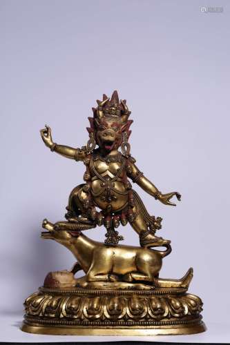 Gilt Bronze Statue of Descending Yan Mozun