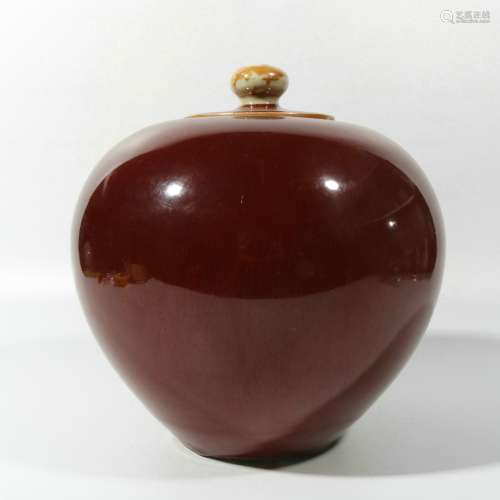 Jar with red glaze lid