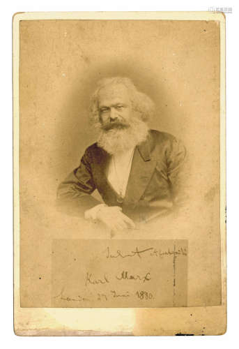 约翰·梅耶尔 1875 约翰·梅耶尔 卡尔·马克思肖像橱柜照 蛋白照片/...