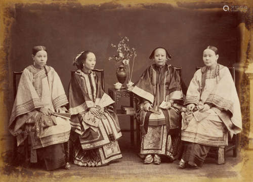 1870s 清末四女子合影照 蛋白照片/Albumen Print