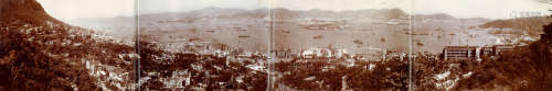 1920s 香港四联张全景照（长卷） 火棉胶相纸印相/Collodion POP