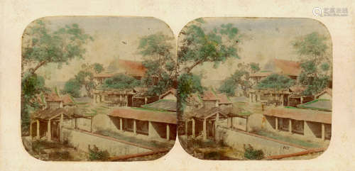 罗西耶 1858-1859 罗西耶 手工上色中国题材立体照片（6张） 蛋白照...