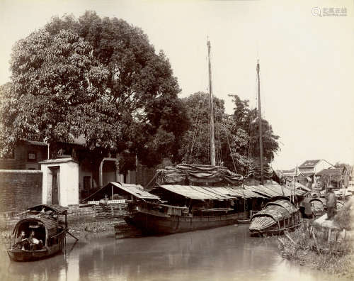 华芳照相馆 1880s 华芳照相馆 广州河涌中的船只 蛋白照片