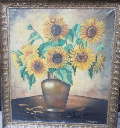 H.Pfennigschmidt "Sonnenblumen",Öl auf Leinwand,un...