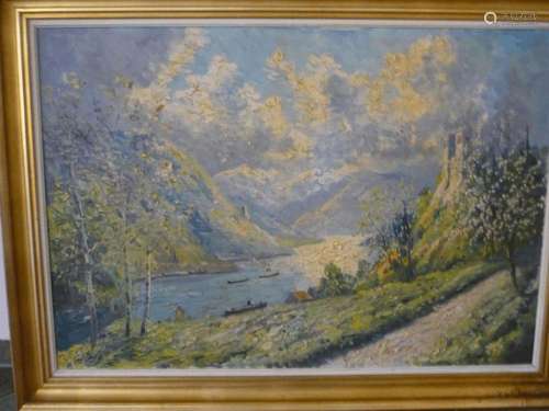 Finn Wennerwald (1896-1969) "Rheinlandschaft mit Burg u...