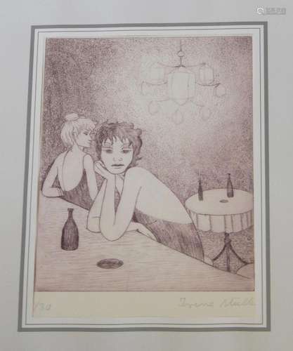 Irene Müller (*1941) "Figuren in einer Bar",Mischt...