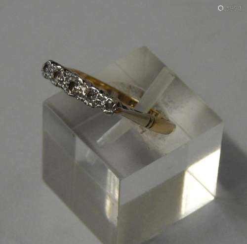 Damenring mit 5 Brillianten,zusammen ca.0,15ct,vergoldet