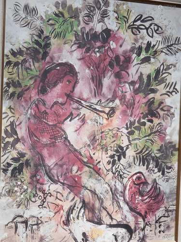 Marc Chagall "Flötenspieler",Farboffsetlithographi...