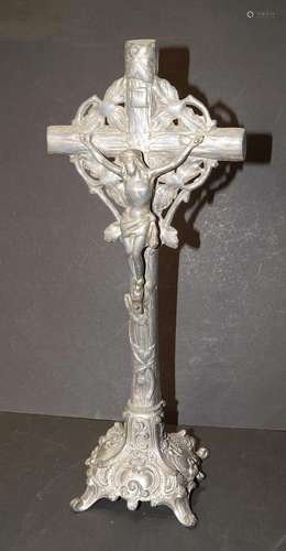 Tischkreuz,Messing vernickelt,Höhe ca.39cm