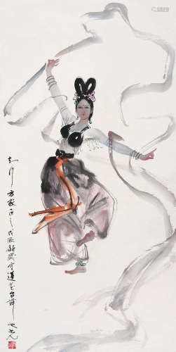 杨之光 莲花台舞 设色纸本 镜片 1988年作 