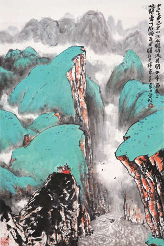 林丰俗 巴山峡景 设色纸本 镜片 1989年作 