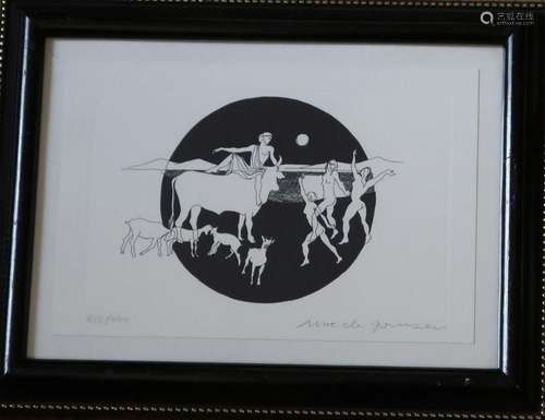 Moede Jansen "Europa und der Stier",Lithographie,h...