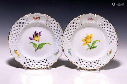 Two plates, Meissen, 1890/1900, porcelain, flower 1