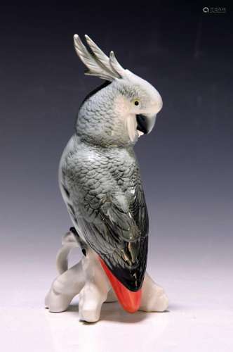Porcelain figure, Ens Volkstedt, 1950s, cockatoo