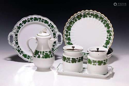 7 pieces of crockery, Meissen, 20th century, full of